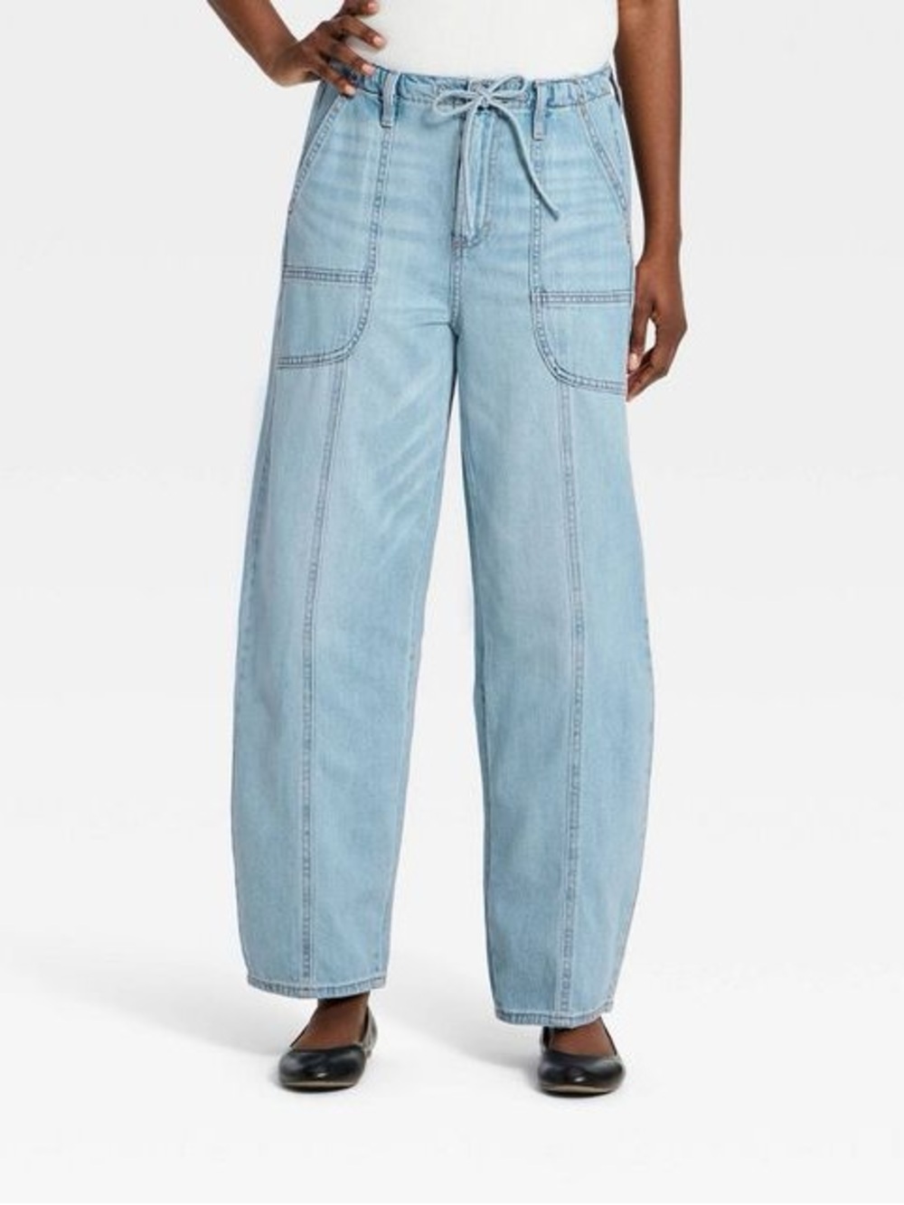 Women’s High-Rise Drawstring Soft Utility Jeans - Universal Thread Light Wash